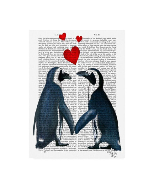 Картина с пингвинами Trademark Global fab Funky с сердечками на холсте - 36.5" x 48"