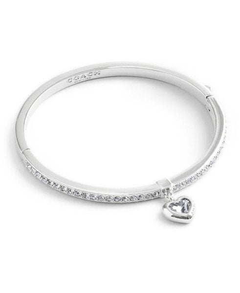 Faux Stone Heart Charm Bangle Bracelet