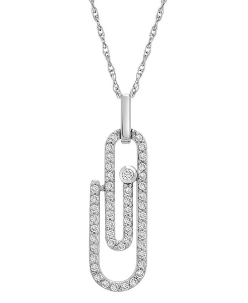 Diamond Paperclip Pendant Necklace (1/3 ct. t.w.) in 14k White Gold, 18" + 2" extender, Created for Macy's