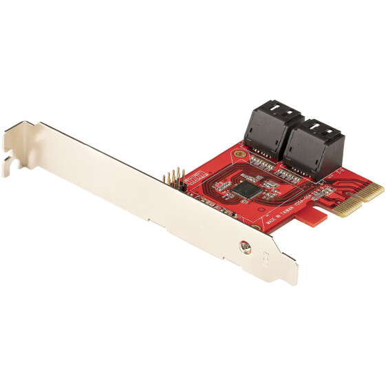 SATA PCIe Card - 4 Port PCIe SATA Expansion Card - 6Gbps - Low Profile Bracket - Stacked SATA Connectors - ASM1164 Non-Raid - PCI Express to SATA Converter - PCIe - SATA - PCIe 3.0 - Red - ASMedia - ASM1164 - 6 Gbit/s