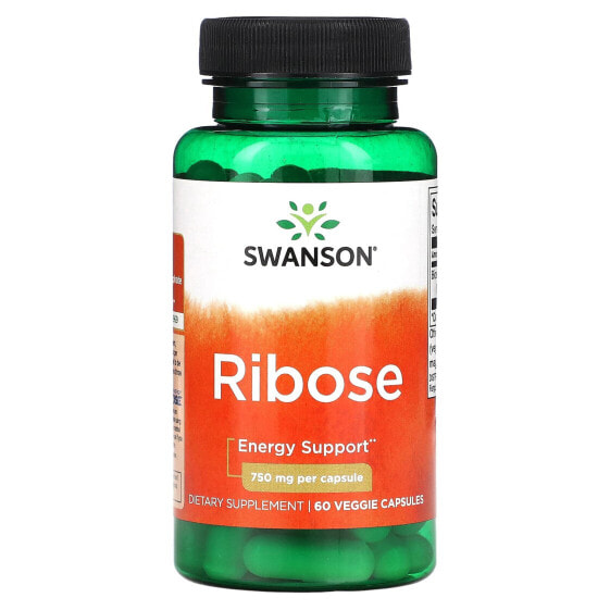 Энергетик Swanson Рибоза, 750 мг, 60 вегетарианских капсул