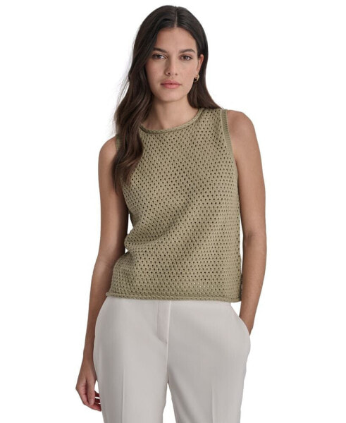 Women's Crewneck Sleeveless Cotton Blouse