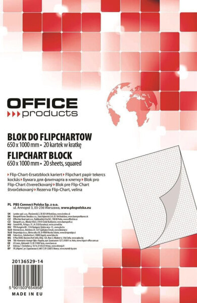 Office Products Blok do flipchartów, kratka, 65x100cm, 20 kartek, biały (5901503654958)