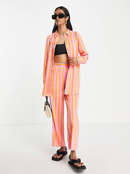 Y.A.S stripe shirt co-ord in pink 