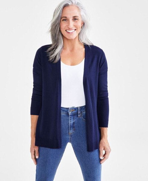 Petite Open-Stitch Long-Sleeve Cardigan, Created for Macy's