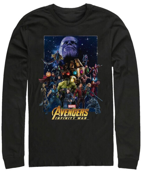 Marvel Men's Avengers Infinity War Big Face Thanos Poster, Long Sleeve T-shirt