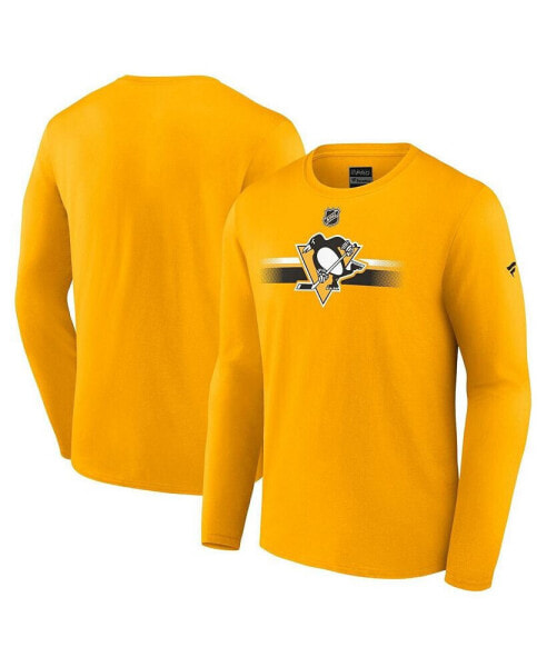Men's Gold Pittsburgh Penguins Authentic Pro Secondary Replen Long Sleeve T-shirt