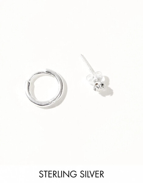 ASOS DESIGN sterling silver hoop and crystal stud in silver