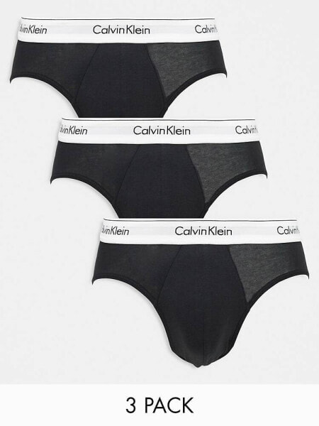 Calvin Klein Modern Cotton 3-pack stretch briefs in black