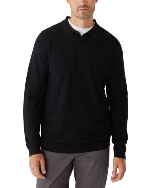 Men's Merino Wool Long-Sleeve Polo Sweater