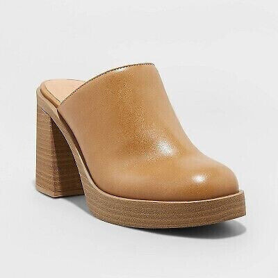 Women's Tess Platform Mule Heels - Universal Thread Tan 10