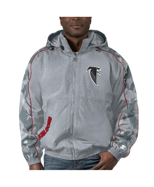 Men's Gray Distressed Atlanta Falcons Thursday Night Gridiron Throwback Full-Zip Jacket