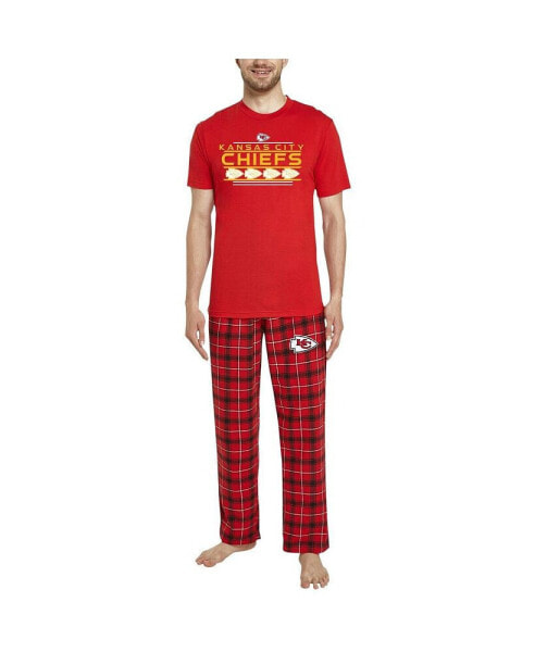 Men's Red, Black Kansas City Chiefs Arctic T-shirt and Flannel Pants Sleep Set