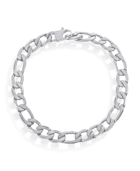 Stainless Steel 8mm Textured Figaro Chain Bracelet