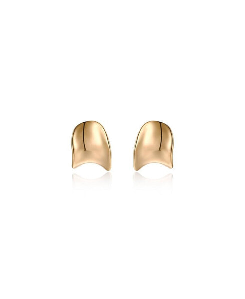 18K Gold Plated Curved Stud Earrings