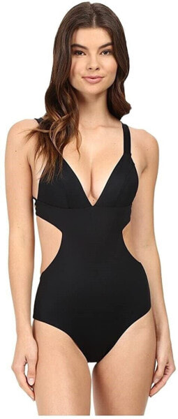 Vitamin A Women's 174553 Paradise Plunge Tunic One Piece BLACK Swimsuit Size XS