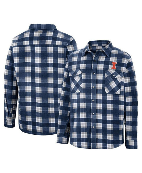 Men's Navy, White Illinois Fighting Illini Ellis Plaid Full-Snap Shirt Jacket