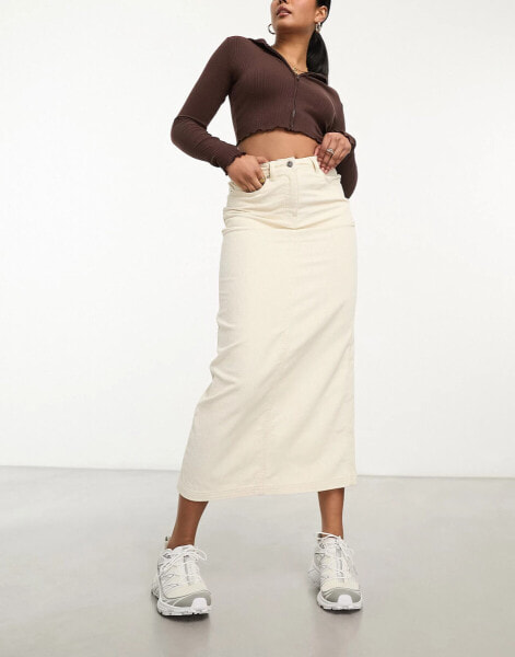 Miss Selfridge cord maxi skirt in ecru