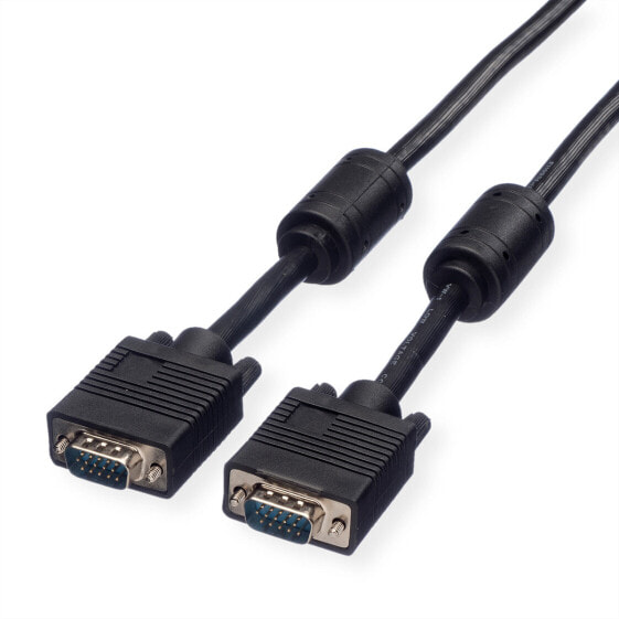 ROLINE High Quality VGA Cable with Ferrite + DDC - HD15 M - HD15 M 15 m - 15 m - VGA (D-Sub) - VGA (D-Sub) - Male - Male - Black