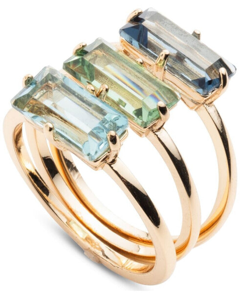 Gold-Tone 3-Pc.Set Baguette Stone Stack Rings