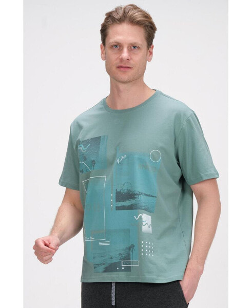 Men's Modern Print Fitted Cali T-shirt