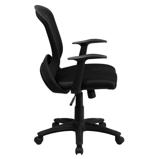 Mid-Back Designer Black Mesh Swivel Task Chair With Arms