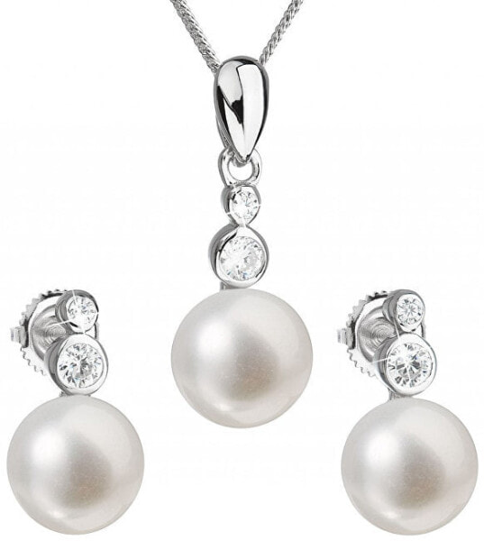 Set of silver jewelery with genuine pearls Pavon 29035.1