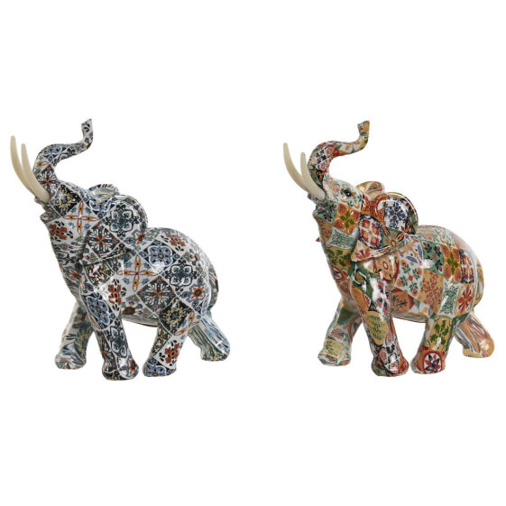 Декоративная фигура Home ESPRIT Разноцветный Слон Средиземноморье 16 x 7 x 17 cm (2 штук)