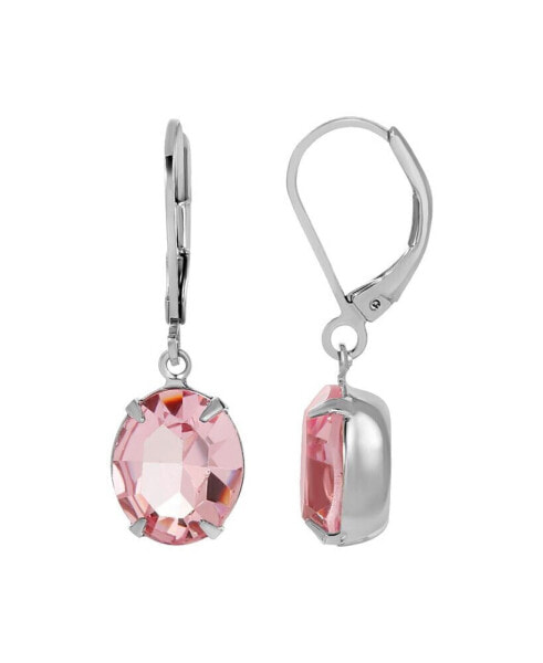 Серьги 2028 Silver Tone Pink Crystal Oval