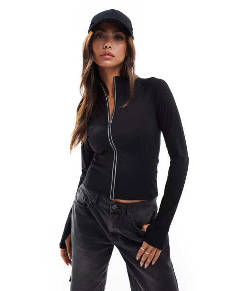 TALA Skinluxe zip through jacket in black