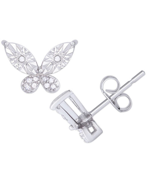 Diamond 1/10 ct. t.w. Butterfly Miracle Plate Stud Earrings in Sterling Silver