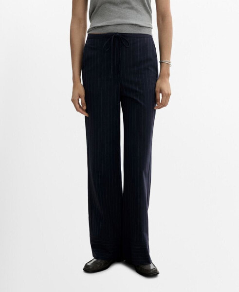 Women's Chalk-Stripe Straight Trousers