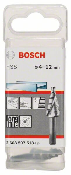 Bosch Stufenbohrer HSS 4 - 12 mm, 6,0 mm, 50 mm