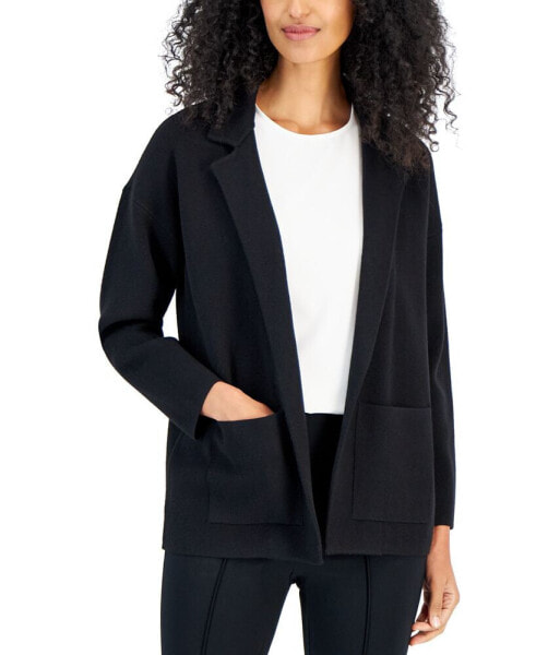 Women's Notched-Collar Long-Sleeve Sweater Blazer