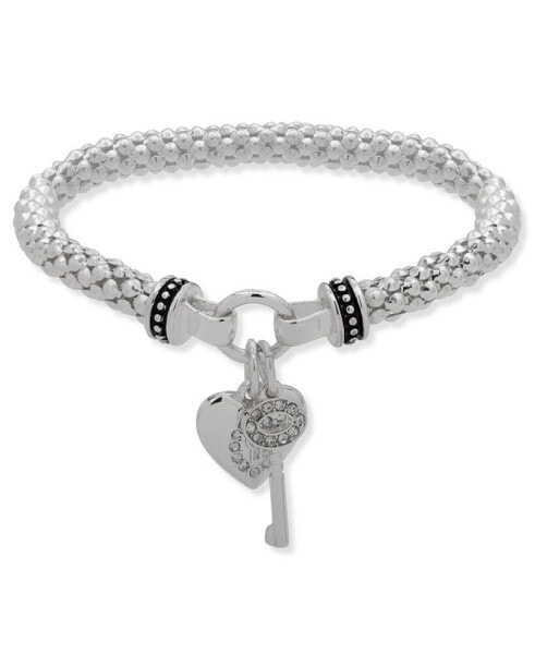 Boxed Heart and Key Stretch Bracelet