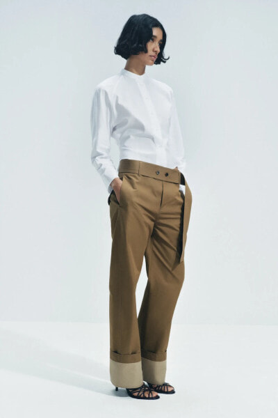 ZW COLLECTION BELTED TWILL TROUSERS