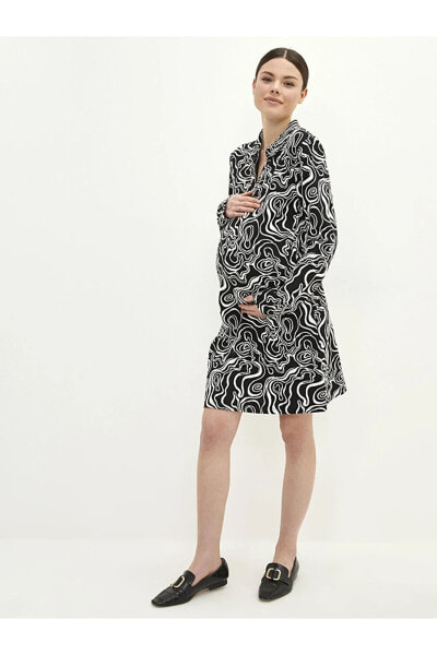 Платье LC WAIKIKI с рисунком из вырез Сорочка длинным рукавом для беременных