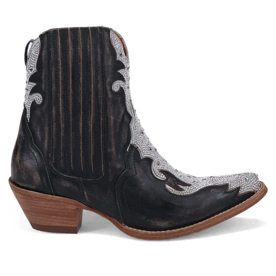 Dan Post Boots Crystal Snip Toe Cowboy Booties Womens Black Casual Boots DP5125
