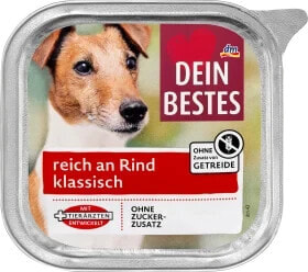 Nassfutter Hund mit Rind, 150 g