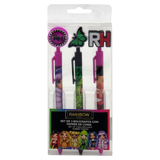 RAINBOW HIGH Set Of 3 Rubber Topper Pens