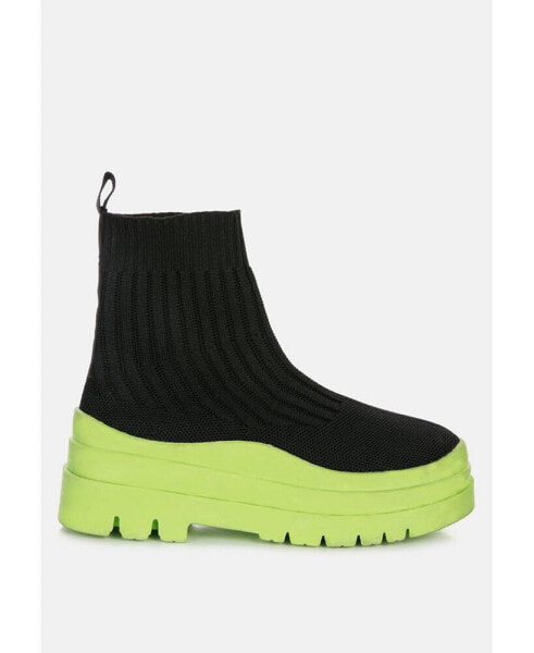 quavo knitted platform chunky boots