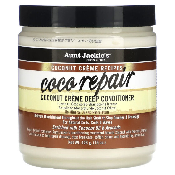 Aunt Jackie's Curls & Coils, Coco Repair, кондиционер для глубокого нанесения с кокосом, 426 г (15 унций)