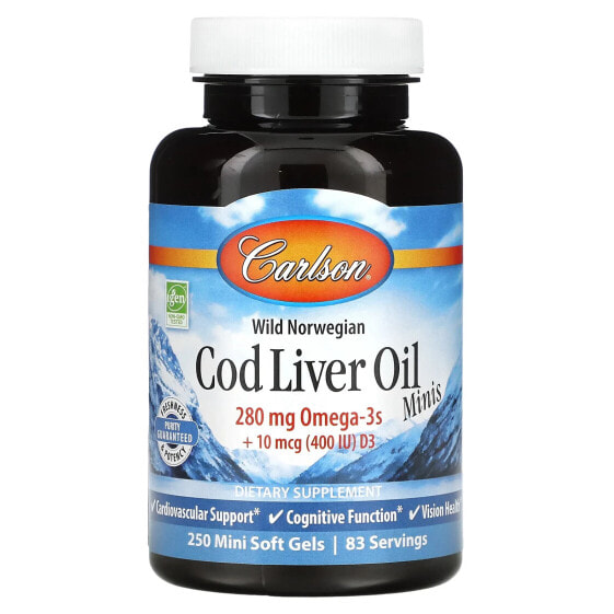 Wild Norwegian, Cod Liver Oil Minis, 250 Mini Soft Gels