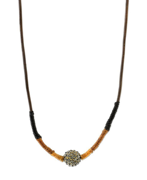 1928 by 1928 14 K Gold Dipped Black Diamond Color Fireball Linen Wrapped Necklace