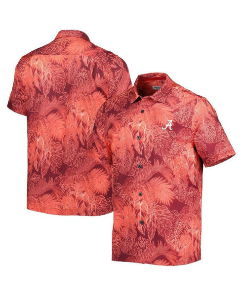 Men's Crimson Alabama Crimson Tide Big and Tall Coast Luminescent Fronds Island Zone Button-Up Camp Shirt