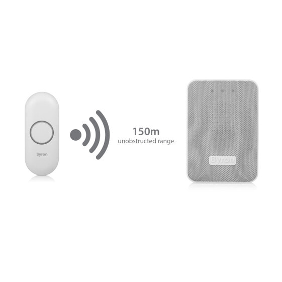 Byron DBY-22321 BY321 Wireless doorbell set - Grey - White - 85 dB - IP44 - Plastic - Digital - Wireless