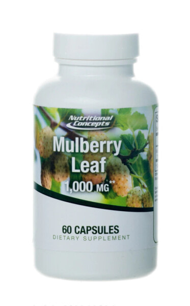Nutritional Concepts Mulberry Leaf Растительный экстракт  из листьев шелковицы 1000 мг 60 капсул