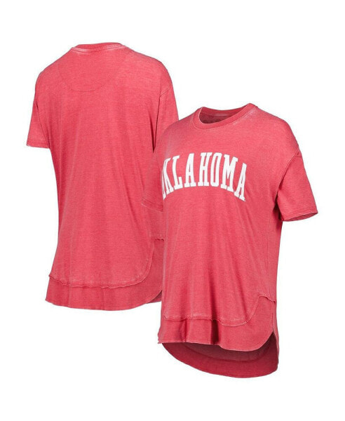 Women's Crimson Distressed Oklahoma Sooners Arch Poncho T-shirt