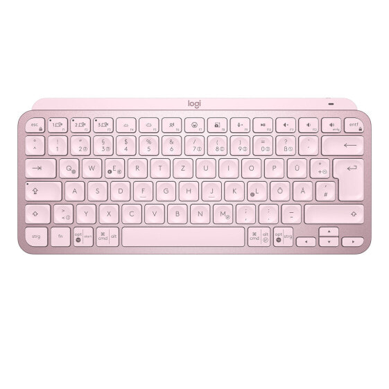 Logitech MX Keys Mini Minimalist Wireless Illuminated Keyboard - Mini - RF Wireless + Bluetooth - QWERTY - LED - Pink