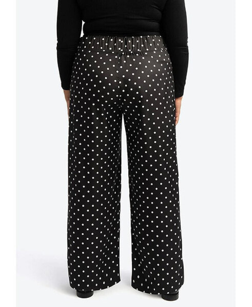 Plus Size Wide Leg Pull On Polka Dot Pant